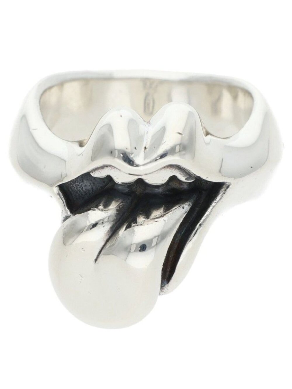 Chrome Hearts Lip Tongue Md Lip and Tan Medium Silver Ring